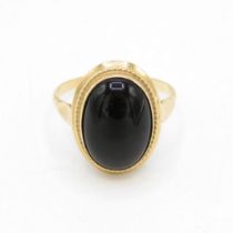 14ct gold cabochon cut black onyx dress ring (3.2g) Size O 1/2