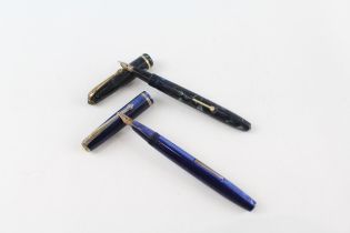 2 x Vintage CONWAY STEWART Fountain Pens w/ 14ct Gold Nibs WRITING Inc 560 Etc - Inc Dinkie 560, 570