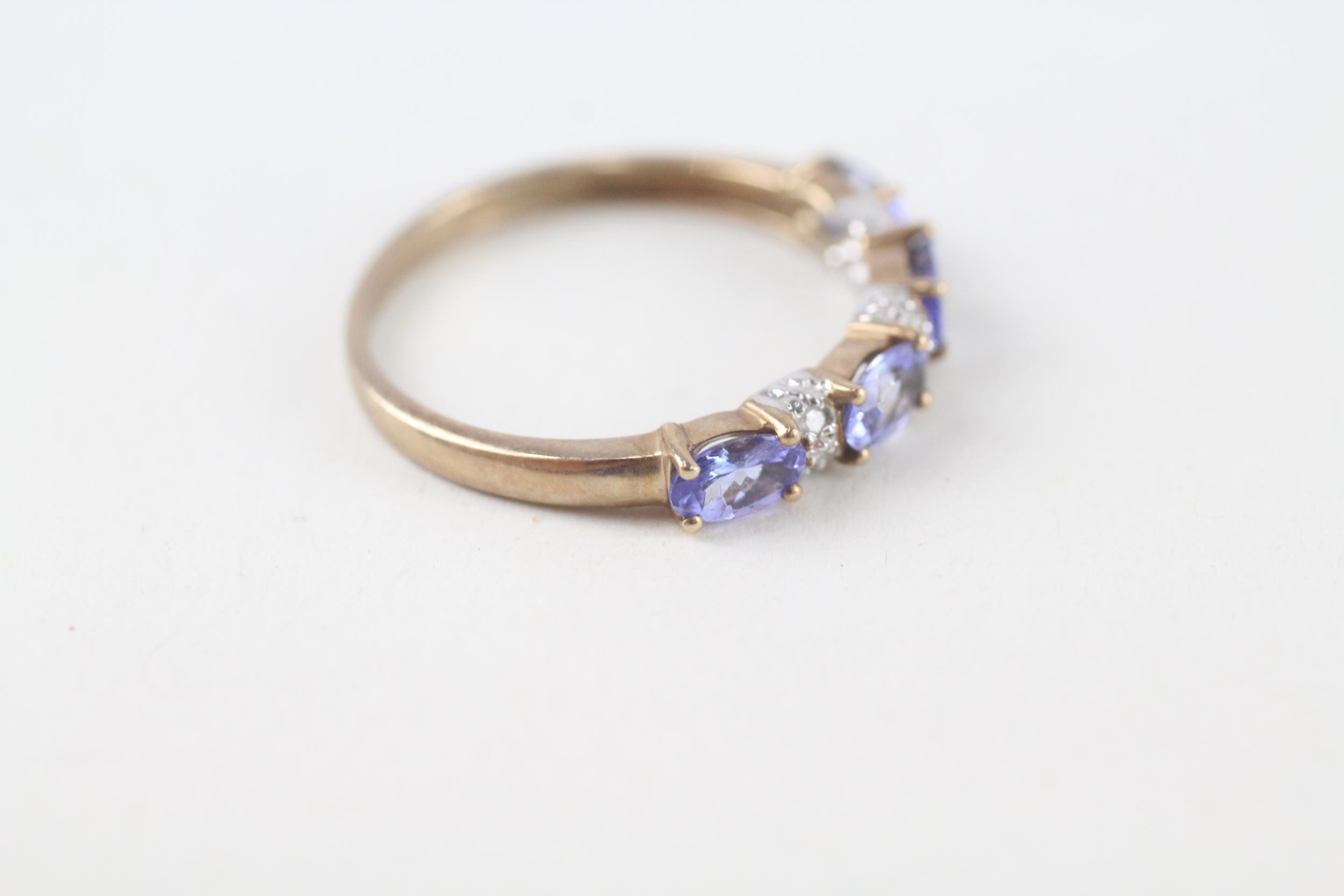 9ct gold tanzanite and diamond set eternity ring (1.8g) Size P - Image 2 of 4