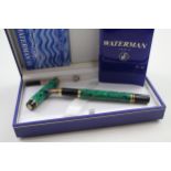 WATERMAN Ideal Green Lacquer Fountain Pen w/ 18ct Gold Nib WRITING Boxed - Dip Tested & WRITING In