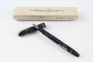 Vintage CONWAY STEWART No.12 Navy Fountain Pen w/ 14ct Gold Nib WRITING Boxed - Dip Tested & WRITING