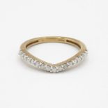 9ct gold diamond curved half eternity ring (1.7g) Size M