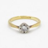 18ct gold & platinum circular cut diamond single stone ring (2.4g) Size O