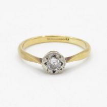 18ct gold & platinum circular cut diamond single stone ring (2.4g) Size O