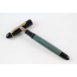 Vintage PELIKAN 140 Green & Black Fountain Pen w/ 14ct Gold Nib WRITING - Dip Tested & WRITING In