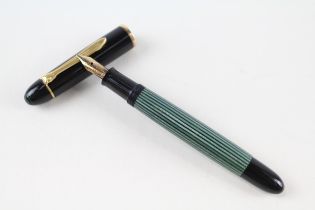 Vintage PELIKAN 140 Green & Black Fountain Pen w/ 14ct Gold Nib WRITING - Dip Tested & WRITING In