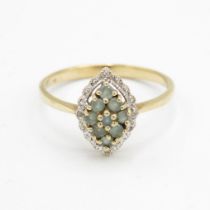 9ct gold blue topaz & diamond dress ring (1.8g) Size P