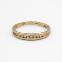 9ct gold diamond half eternity ring, channel set (1.3g) Size M 1/2