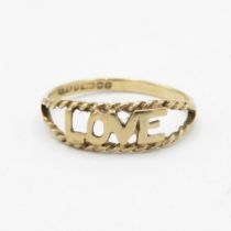 9ct gold 'love' openwork dress ring (1.8g) MISHAPEN - AS SEEN Size S