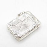 Novelty HM 925 Sterling Silver Golfing Vesta with hinged lid closing tightly (23.3g) 45mm x 30mm. In