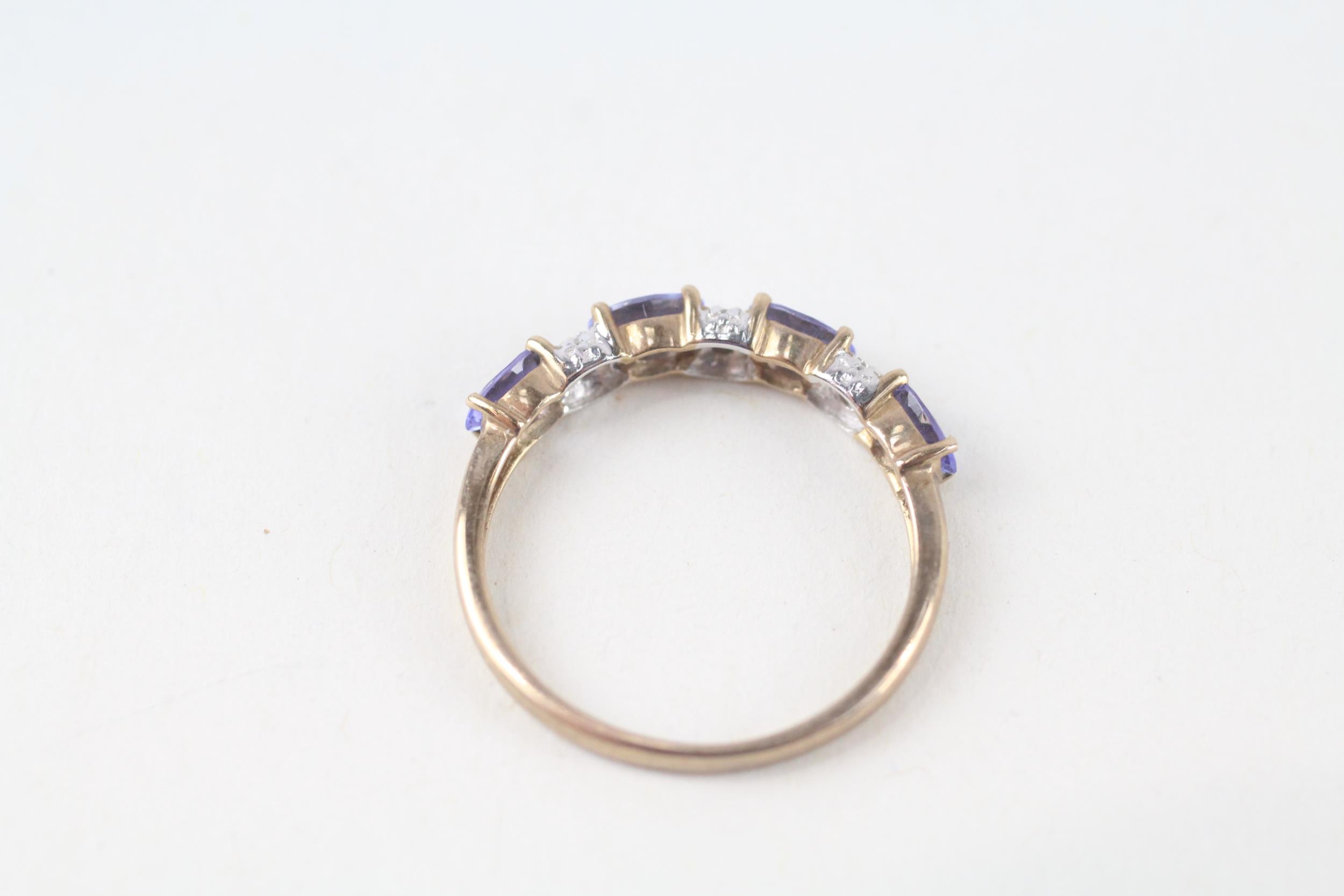 9ct gold tanzanite and diamond set eternity ring (1.8g) Size P - Image 4 of 4