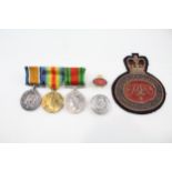 WW1 WW2 Mounted Medal Group, Silver Ware Badge etc. - WW1 - WW2 Mounted Medal Group and Silver War