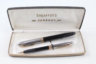 Vintage SHEAFFER Snorkel Black Fountain Pen w/ 14ct Gold Nib, Pencil, Box Etc - w/ 14ct Gold Nib,