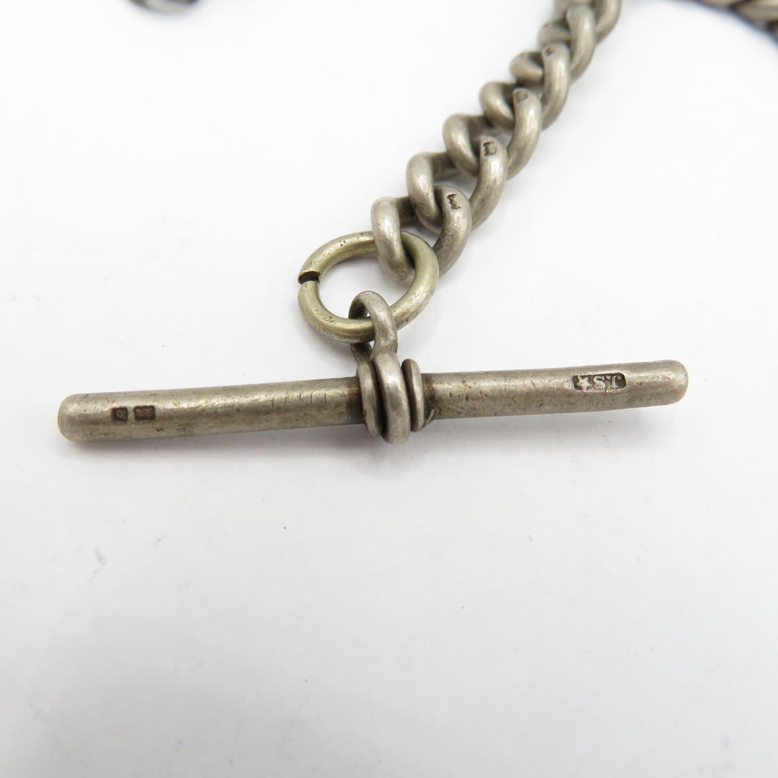 Chunky silver watch chain - 1x dog clip damaged - chain measures 38cm long 74g - Image 3 of 3