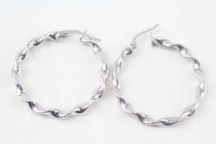 9ct white gold round twist full hoop earrings (1.3g)