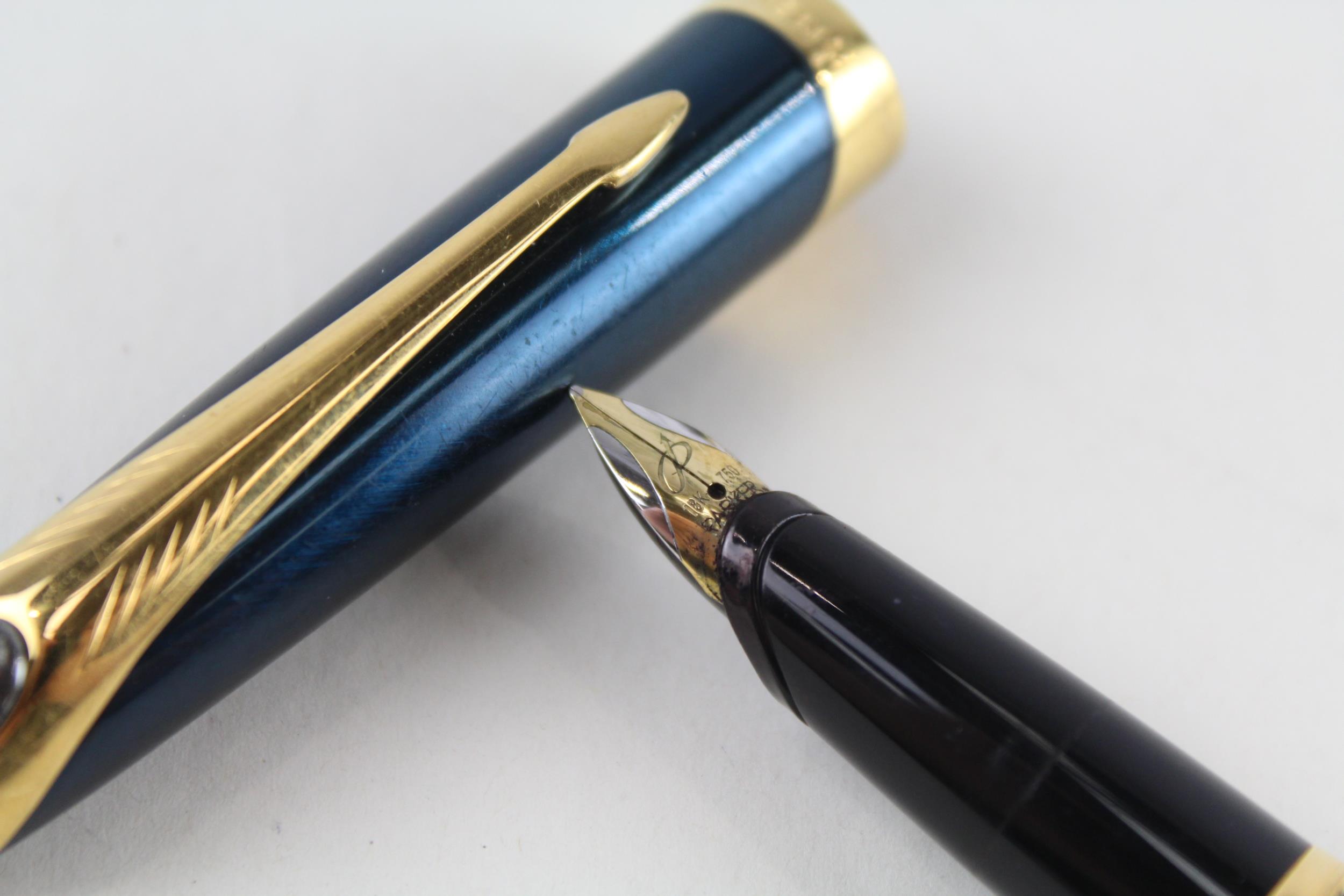 PARKER IM Metallic Teal Fountain Pen w/ 18ct Gold Nib WRITING - Dip Tested & WRITING In previously - Image 4 of 6