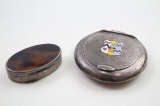 4 x Antique / Vintage .900 & .925 Sterling Silver Vanity Compact & Pill Box 43g - In antique /