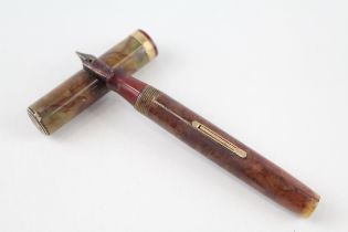 Vintage WATERMAN Ideal Brown Lacquer Fountain Pen w/ 14ct Gold Nib WRITING - Dip Tested & WRITING In