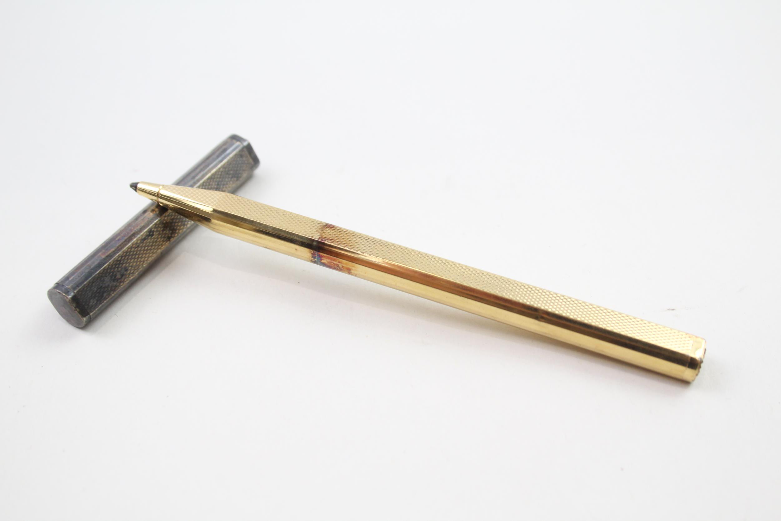 Vintage DUNHILL Gold Plated Ballpoint Biro Pen w/ .925 Sterling Silver Cap (29g) - WRITING In