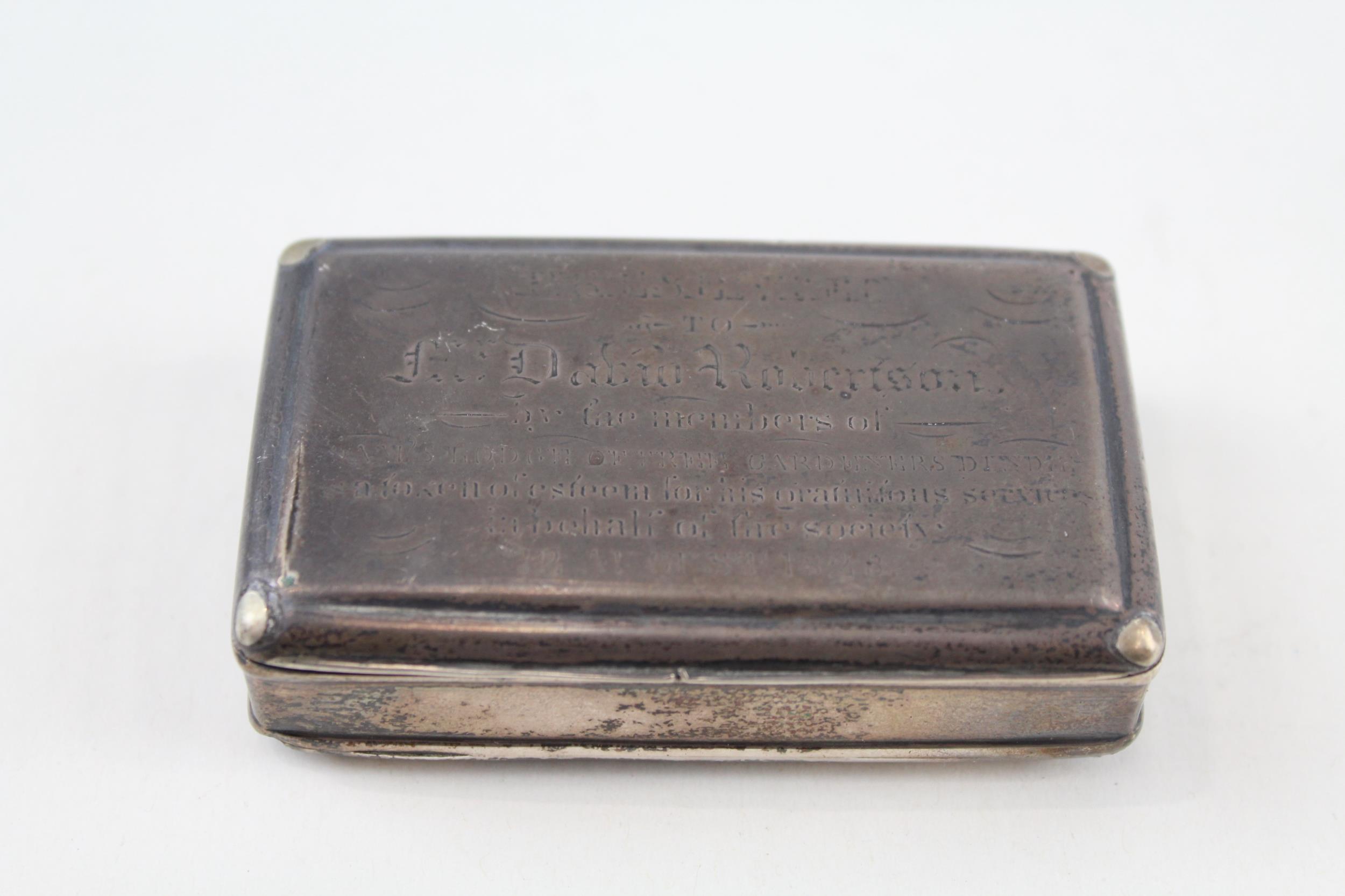 Antique George IV Hallmarked 1823 Birmingham Sterling Silver Snuff Box (64g) - w/ Personal Engraving