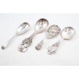 4 x Antique Vintage .800 & .925 Sterling Silver Caddy Spoons Inc Victorian 66g - In antique /