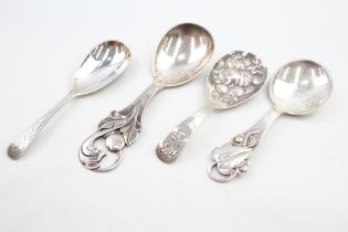 4 x Antique Vintage .800 & .925 Sterling Silver Caddy Spoons Inc Victorian 66g - In antique /