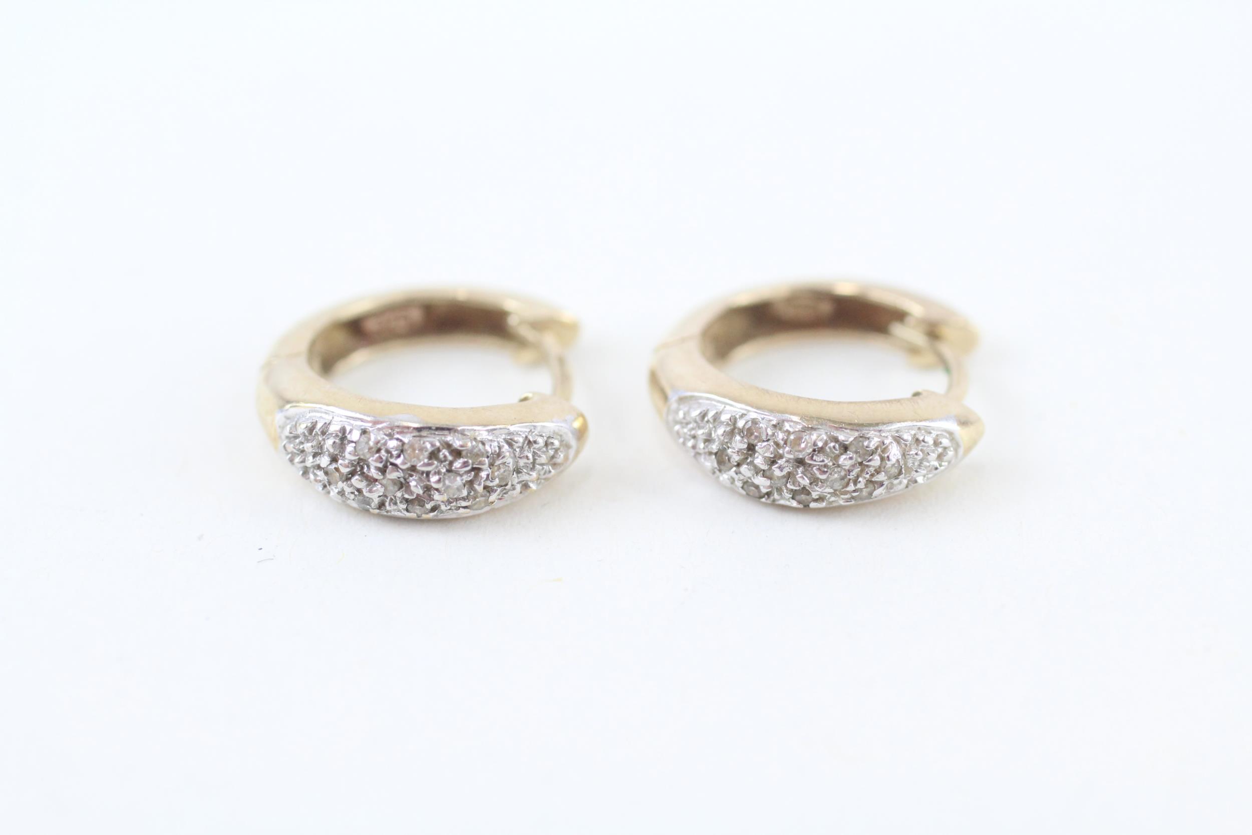 9ct gold pavé set diamond huggie hoop earrings (2.4g)