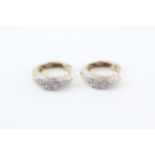 9ct gold pavé set diamond huggie hoop earrings (2.4g)