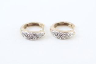 9ct gold pavé set diamond huggie hoop earrings (2.4g)