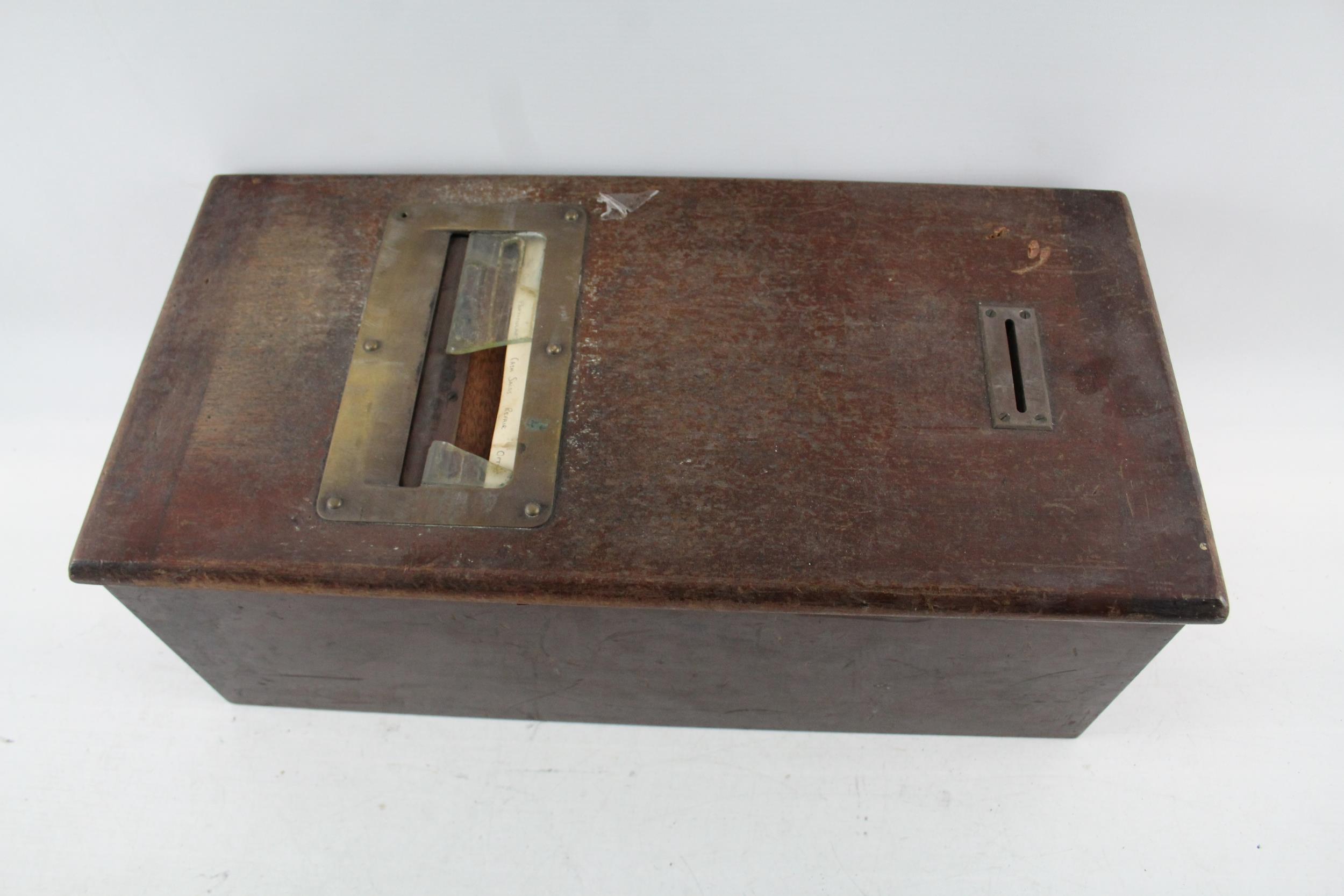 Antique Mahogany Cash Till Box By Gledhill & Sons Ltd. W/ Brass Elements - Approx Dimensions: - Image 6 of 7