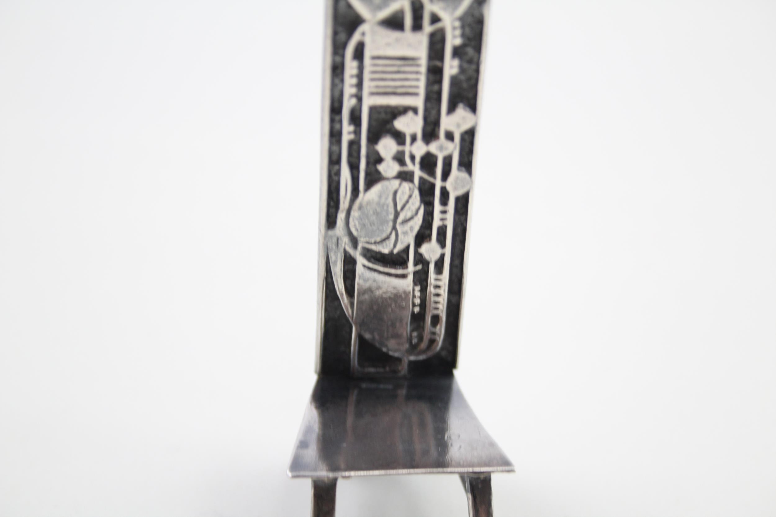 Vintage .950 Silver Art Nouveau Style Miniature Chair (43g) - XRF TESTED FOR PURITY Height - 9cm - Image 3 of 7