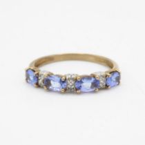 9ct gold tanzanite and diamond set eternity ring (1.8g) Size P