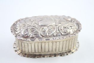 Victorian 1892 Birmingham Sterling Silver Oval Trinket / Jewellery Box (55g) - Maker -