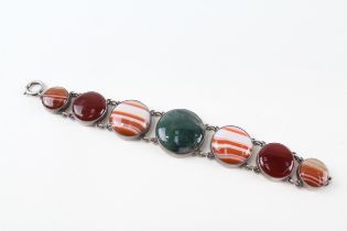 Scottish silver agate panel bracelet (40g)