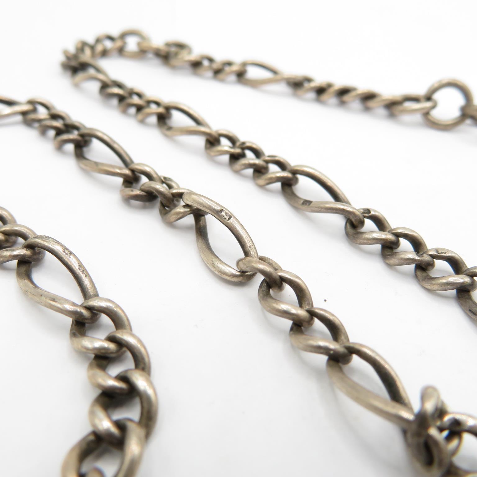 Vintage silver watch chain with fob chain measures 42cm total weight 45g - Image 4 of 4