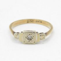 9ct gold & platinum antique single cut diamond solitaire ring (1.8g) Size L 1/2