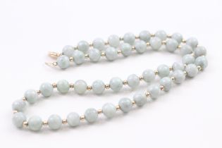 14ct gold clasp jade beads single strand necklace with gold spacers (39.8g)