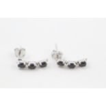 9ct white gold sapphire & diamonddrop earrings (1.9g)