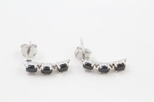 9ct white gold sapphire & diamonddrop earrings (1.9g)