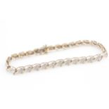 9ct gold diamond fancy link bracelet (8.2g)