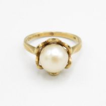 9ct gold vitage cultured pearl dress ring (3.3g) Size L 1/2