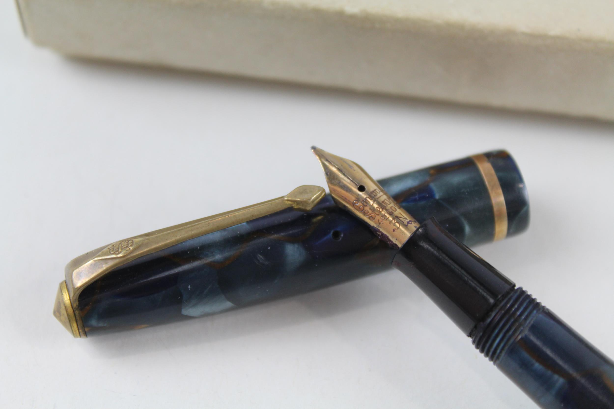 Vintage CONWAY STEWART No.12 Navy Fountain Pen w/ 14ct Gold Nib WRITING Boxed - Dip Tested & WRITING - Image 2 of 4