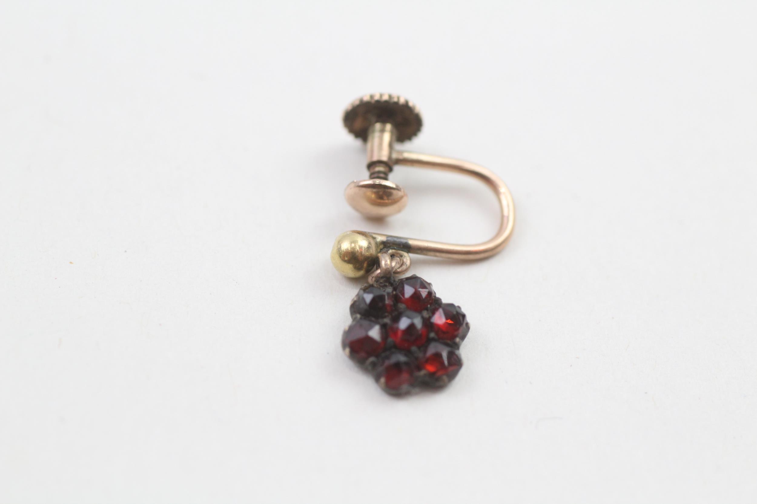 9ct gold victorian drop garnet cluster screw back earrings (2.1g) - Image 4 of 4