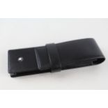 MONTBLANC Meisterstuck Black Leather 2 Compartment Pen Pouch - Dimensions - 4.5cm(w) x 17cm(h) In