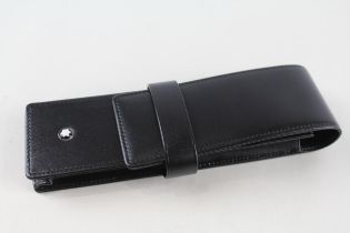 MONTBLANC Meisterstuck Black Leather 2 Compartment Pen Pouch - Dimensions - 4.5cm(w) x 17cm(h) In