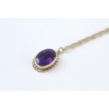 9ct gold vintage amethyst pendant necklace (4.3g) Size M 1/2