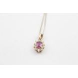 9ct gold ruby & diamond pendant necklace (1.1g)