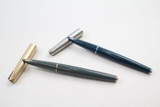 2 x Vintage PARKER 61 Fountain Pens 14ct Gold Nibs WRITING Inc Teal Etc - Dip Tested & WRITING In