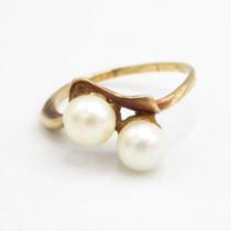 10ct gold cultured pearl toi et moi ring (2.8g) Size R