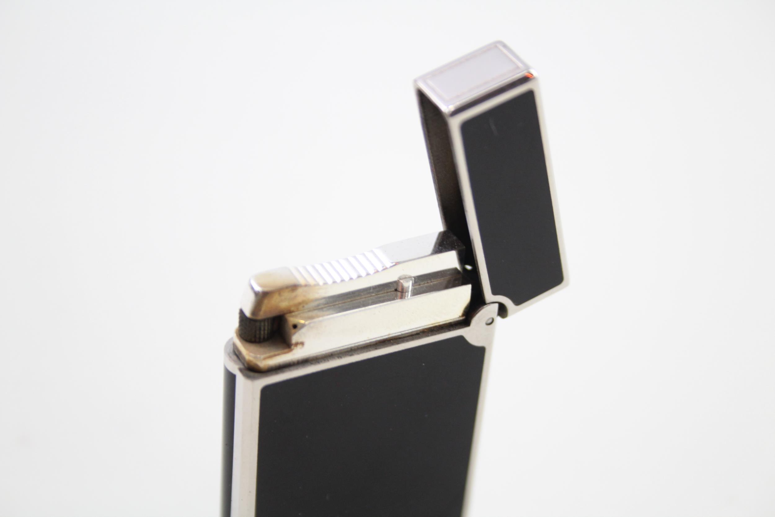 S.T DUPONT France Silver Plated & Black Lacquer Cigarette Lighter (80g) - Serial - 1D7CJ09 - Image 2 of 4